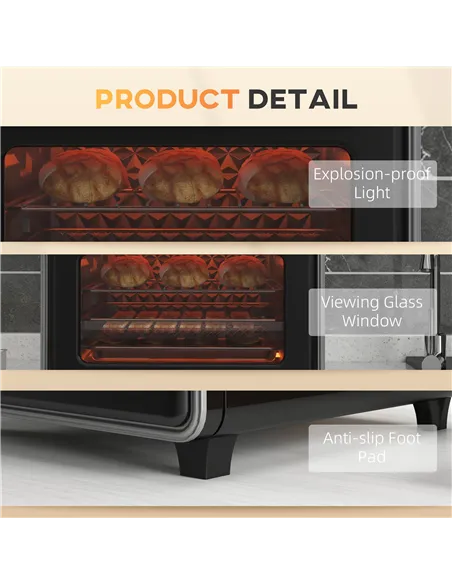 HOMCOM 20L 90-230℃ Mini Convection Oven, with Air Fry Function - Black