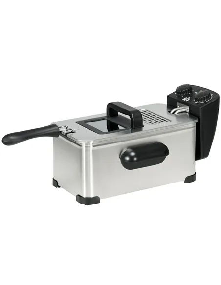 HOMCOM 3 Litre Stainless Steel Deep Fat Fryer with Adjustable Temp, 60min Timer, Viewing Window and Safety Cut Out, 2000W