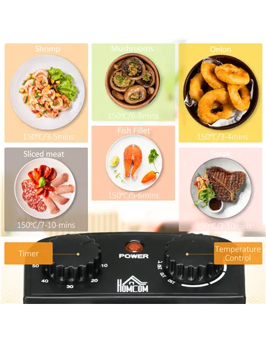 HOMCOM 3 Litre Stainless Steel Deep Fat Fryer with Adjustable Temp, 60min Timer, Viewing Window and Safety Cut Out, 2000W