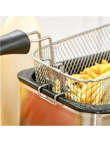 HOMCOM 3 Litre Stainless Steel Deep Fat Fryer with Adjustable Temp, 60min Timer, Viewing Window and Safety Cut Out, 2000W