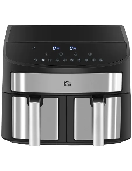 HOMCOM Dual Zone Air Fryer, 10-in-1 8L with Sync Cook & Sync Finish, 60-Minute Timer for Oil Free & Low Fat Cooking, 2400W