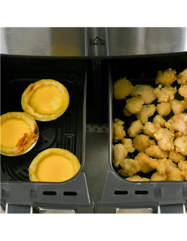 HOMCOM Dual Zone Air Fryer, 10-in-1 8L with Sync Cook & Sync Finish, 60-Minute Timer for Oil Free & Low Fat Cooking, 2400W