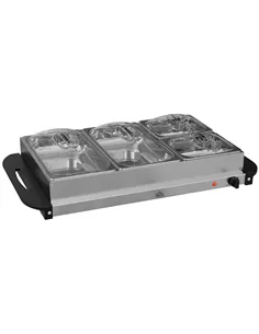HOMCOM 4 Tray Electric Food Warmer Buffet Server with Warming Plate, Cool Touch Handles, Adjustable Temperature, 300W, 2 x 2.4L 