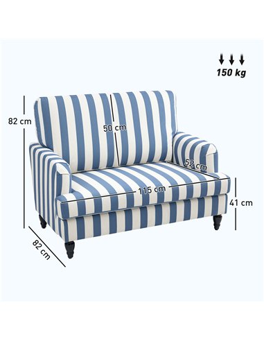 HOMCOM Modern Cuddle Chair, Velvet Single Sofa Armchair with Stripe, Turned Legs and Wide Seat, Upholstered Snuggle Chair for Li