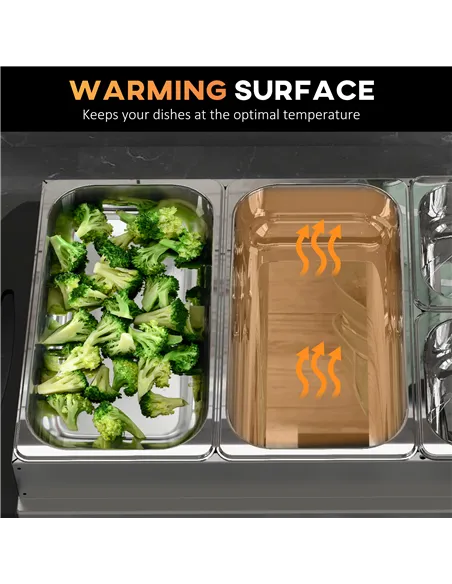 HOMCOM 4 Tray Electric Food Warmer Buffet Server with Warming Plate, Cool Touch Handles, Adjustable Temperature, 300W, 2 x 2.4L 