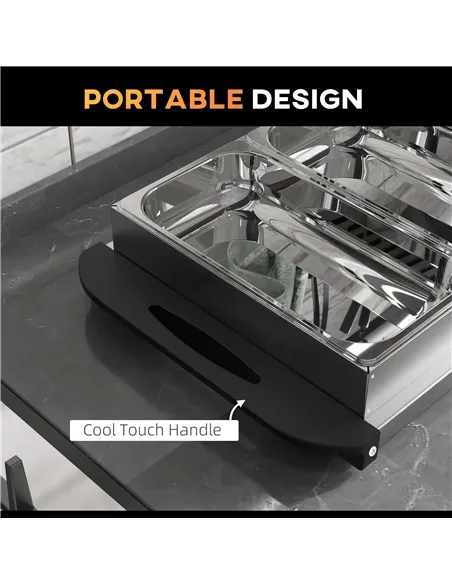 HOMCOM 4 Tray Electric Food Warmer Buffet Server with Warming Plate, Cool Touch Handles, Adjustable Temperature, 300W, 2 x 2.4L 