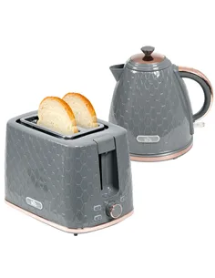 HOMCOM 1.7L 3000W Fast Boil Kettle & 2 Slice Toaster Set, Kettle and Toaster Set with Auto Shut Off, Browning Controls, Grey