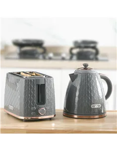 HOMCOM 1.7L 3000W Fast Boil Kettle & 2 Slice Toaster Set, Kettle and Toaster Set with Auto Shut Off, Browning Controls, Grey 2