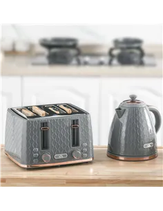 HOMCOM 1.7L 3000W Fast Boil Kettle & 4 Slice Toaster Set, Kettle and Toaster Set with 7 Browning Controls, Crumb Tray, Grey 2