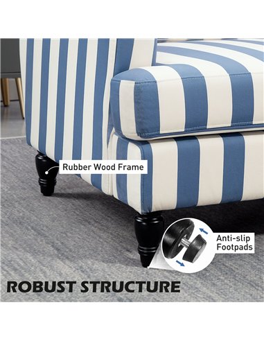 HOMCOM Modern Cuddle Chair, Velvet Single Sofa Armchair with Stripe, Turned Legs and Wide Seat, Upholstered Snuggle Chair for Li