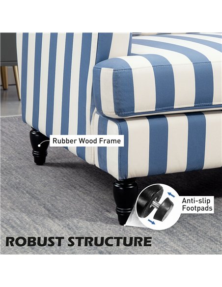 HOMCOM Modern Cuddle Chair, Velvet Single Sofa Armchair with Stripe, Turned Legs and Wide Seat, Upholstered Snuggle Chair for Li