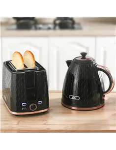 HOMCOM 1.7L 3000W Fast Boil Kettle & 2 Slice Toaster Set, Kettle and Toaster Set with Auto Shut Off, Browning Controls, Black 2