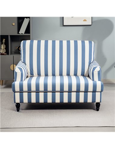HOMCOM Modern Cuddle Chair, Velvet Single Sofa Armchair with Stripe, Turned Legs and Wide Seat, Upholstered Snuggle Chair for Li