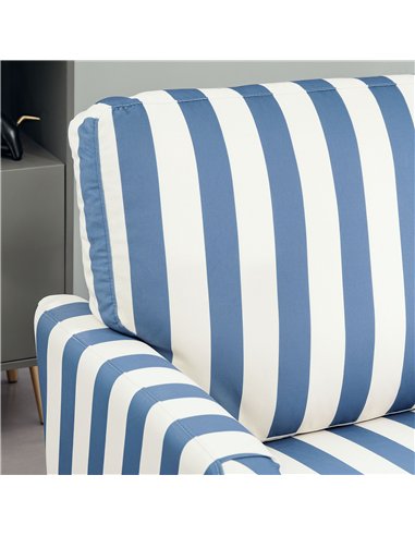 HOMCOM Modern Cuddle Chair, Velvet Single Sofa Armchair with Stripe, Turned Legs and Wide Seat, Upholstered Snuggle Chair for Li