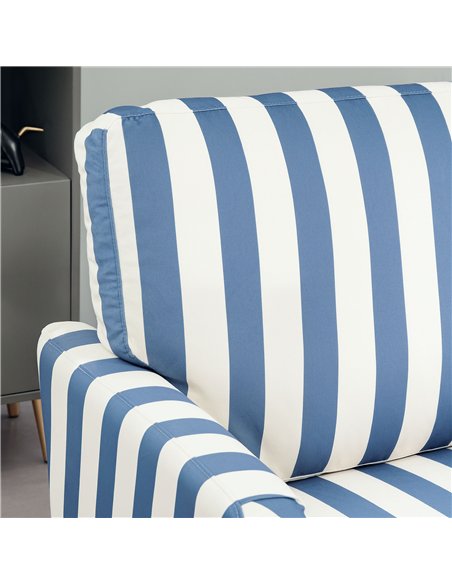 HOMCOM Modern Cuddle Chair, Velvet Single Sofa Armchair with Stripe, Turned Legs and Wide Seat, Upholstered Snuggle Chair for Li