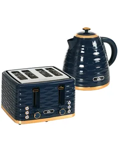 HOMCOM 3000W 1.7L Rapid Boil Kettle & 4 Slice Toaster, Kettle and Toaster Set with 7 Browning Controls and Crumb Tray, Blue