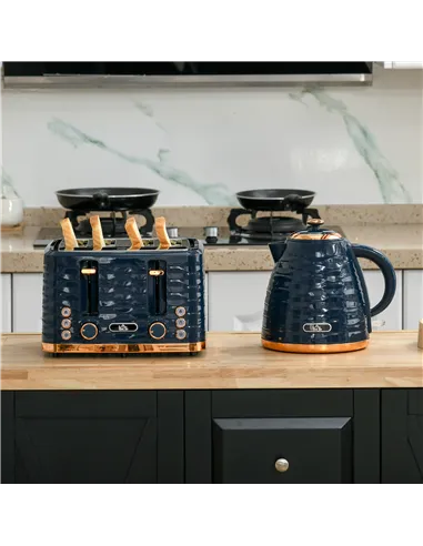 HOMCOM 3000W 1.7L Rapid Boil Kettle & 4 Slice Toaster, Kettle and Toaster Set with 7 Browning Controls and Crumb Tray, Blue