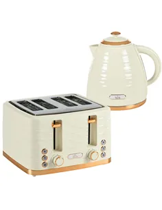 HOMCOM 3000W 1.7L Rapid Boil Kettle & 4 Slice Toaster, Kettle and Toaster Set with 7 Browning Controls and Crumb Tray, Beige