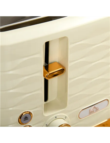 HOMCOM 3000W 1.7L Rapid Boil Kettle & 4 Slice Toaster, Kettle and Toaster Set with 7 Browning Controls and Crumb Tray, Beige