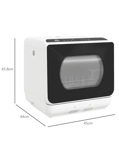 HOMCOM Table Top Dishwasher with Built-in 6L Water Tank, Mini Countertop Dishwasher with 6 Programs, 4 Place Settings, Black