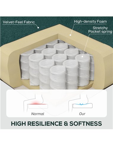 HOMCOM Wingback Accent Chair, Retro Upholstered Button Tufted Occasional Chair for Living Room and Bedroom, Green