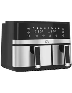HOMCOM 8.5L Dual Basket Air Fryer, with Sync and Multi-Menu Cooking