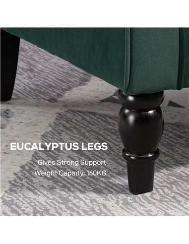 HOMCOM Wingback Accent Chair, Retro Upholstered Button Tufted Occasional Chair for Living Room and Bedroom, Green