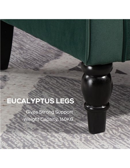 HOMCOM Wingback Accent Chair, Retro Upholstered Button Tufted Occasional Chair for Living Room and Bedroom, Green