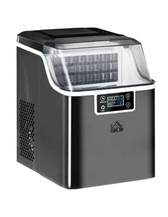 HOMCOM 3.2L Compact Ice Machine, with LCD Screen and Accessories - Black