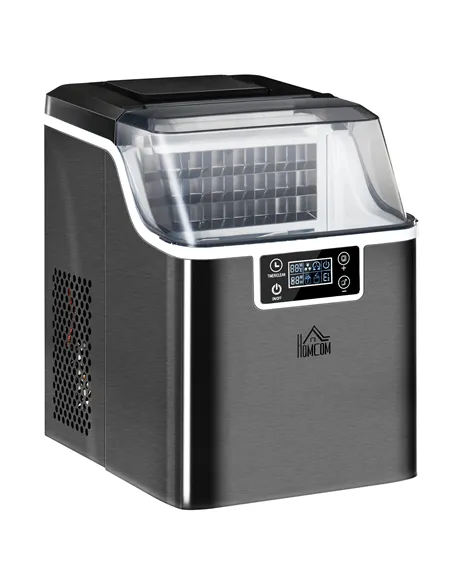 HOMCOM 3.2L Compact Ice Machine, with LCD Screen and Accessories - Black