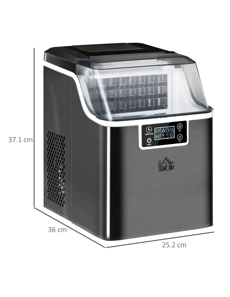 HOMCOM 3.2L Compact Ice Machine, with LCD Screen and Accessories - Black