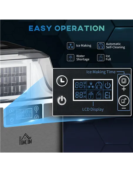 HOMCOM 3.2L Compact Ice Machine, with LCD Screen and Accessories - Black