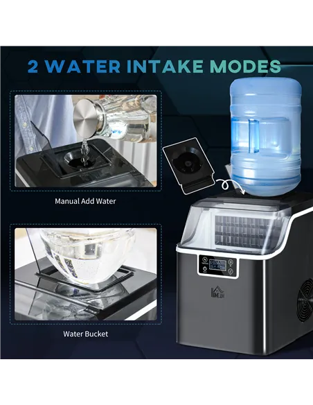 HOMCOM 3.2L Compact Ice Machine, with LCD Screen and Accessories - Black