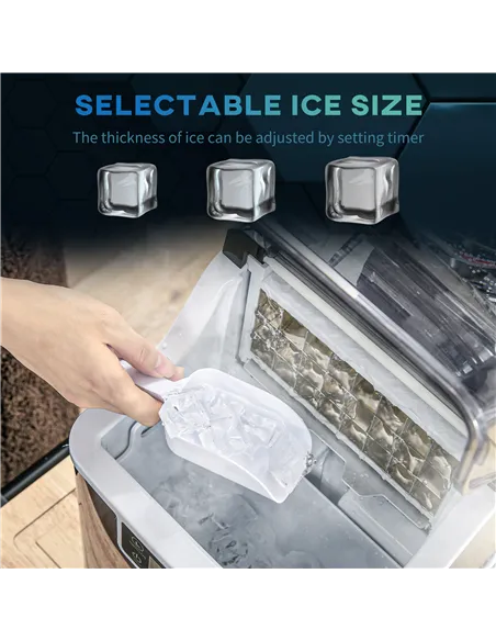 HOMCOM 3.2L Compact Ice Machine, with LCD Screen and Accessories - Black