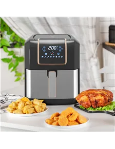 HOMCOM 6.5L Single Basket Air Fryer, 80-200°C Temperature, Black and Gold Tone 2