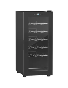 HOMCOM 18-Bottle Narrow Wine Fridge, with Lights - Black