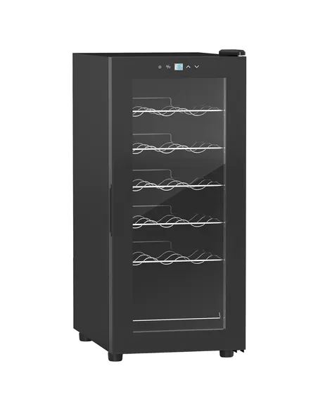 HOMCOM 18-Bottle Narrow Wine Fridge, with Lights - Black