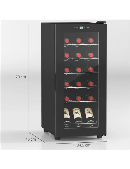HOMCOM 18-Bottle Narrow Wine Fridge, with Lights - Black