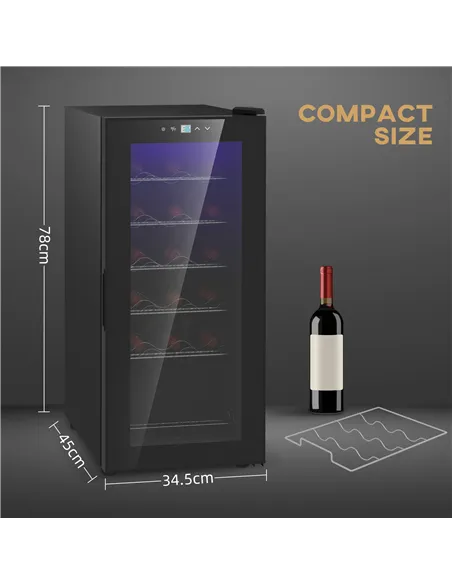 HOMCOM 18-Bottle Narrow Wine Fridge, with Lights - Black