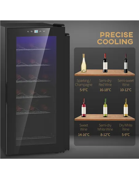 HOMCOM 18-Bottle Narrow Wine Fridge, with Lights - Black