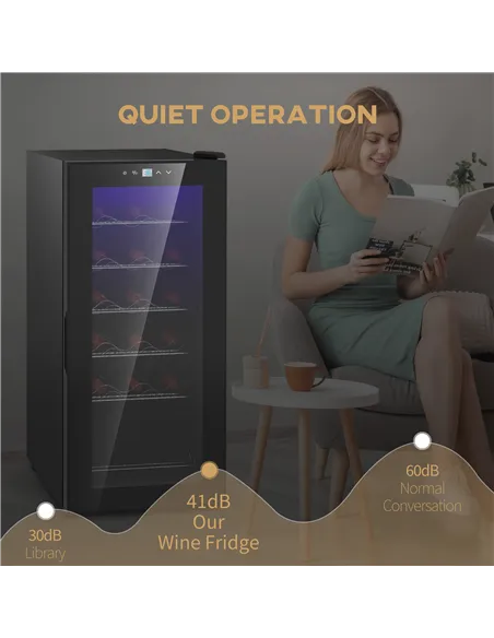 HOMCOM 18-Bottle Narrow Wine Fridge, with Lights - Black
