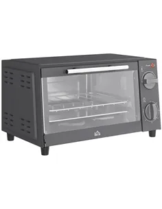 HOMCOM Mini Oven, 9L Countertop Electric Grill, Toaster Oven with Adjustable Temperature, Timer, Dishwasher Safe Baking Tray and