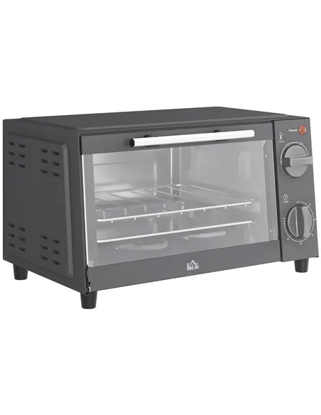 HOMCOM Mini Oven, 9L Countertop Electric Grill, Toaster Oven with Adjustable Temperature, Timer, Dishwasher Safe Baking Tray and