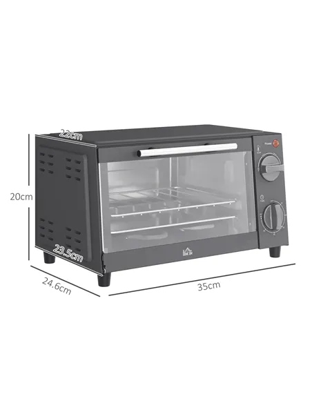 HOMCOM Mini Oven, 9L Countertop Electric Grill, Toaster Oven with Adjustable Temperature, Timer, Dishwasher Safe Baking Tray and