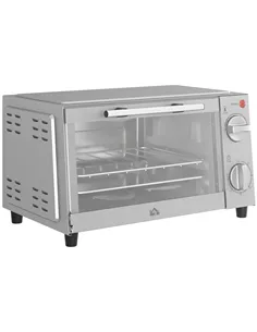 HOMCOM Mini Oven, 9L Countertop Electric Grill, Toaster Oven with Adjustable Temperature, Timer, Dishwasher Safe Baking Tray and