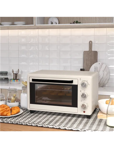 HOMCOM 21L Mini Countertop Oven, 100°C-230°C Adjustable Temp - White