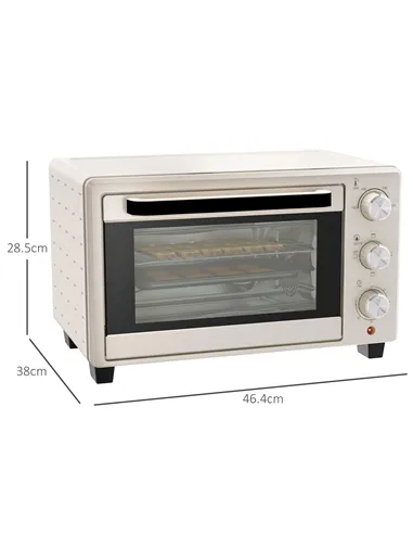 HOMCOM 21L Mini Countertop Oven, 100°C-230°C Adjustable Temp - White