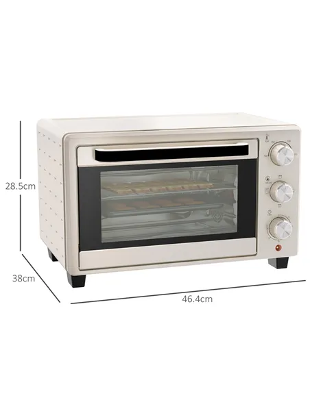 HOMCOM 21L Mini Countertop Oven, 100°C-230°C Adjustable Temp - White