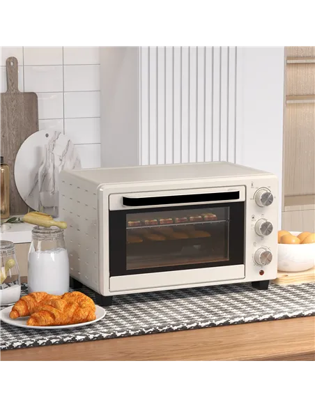 HOMCOM 21L Mini Countertop Oven, 100°C-230°C Adjustable Temp - White