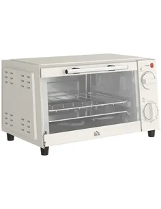 HOMCOM Mini Oven, 9L Countertop Electric Grill, Toaster Oven with Adjustable Temperature, Timer, Dishwasher Safe Baking Tray and